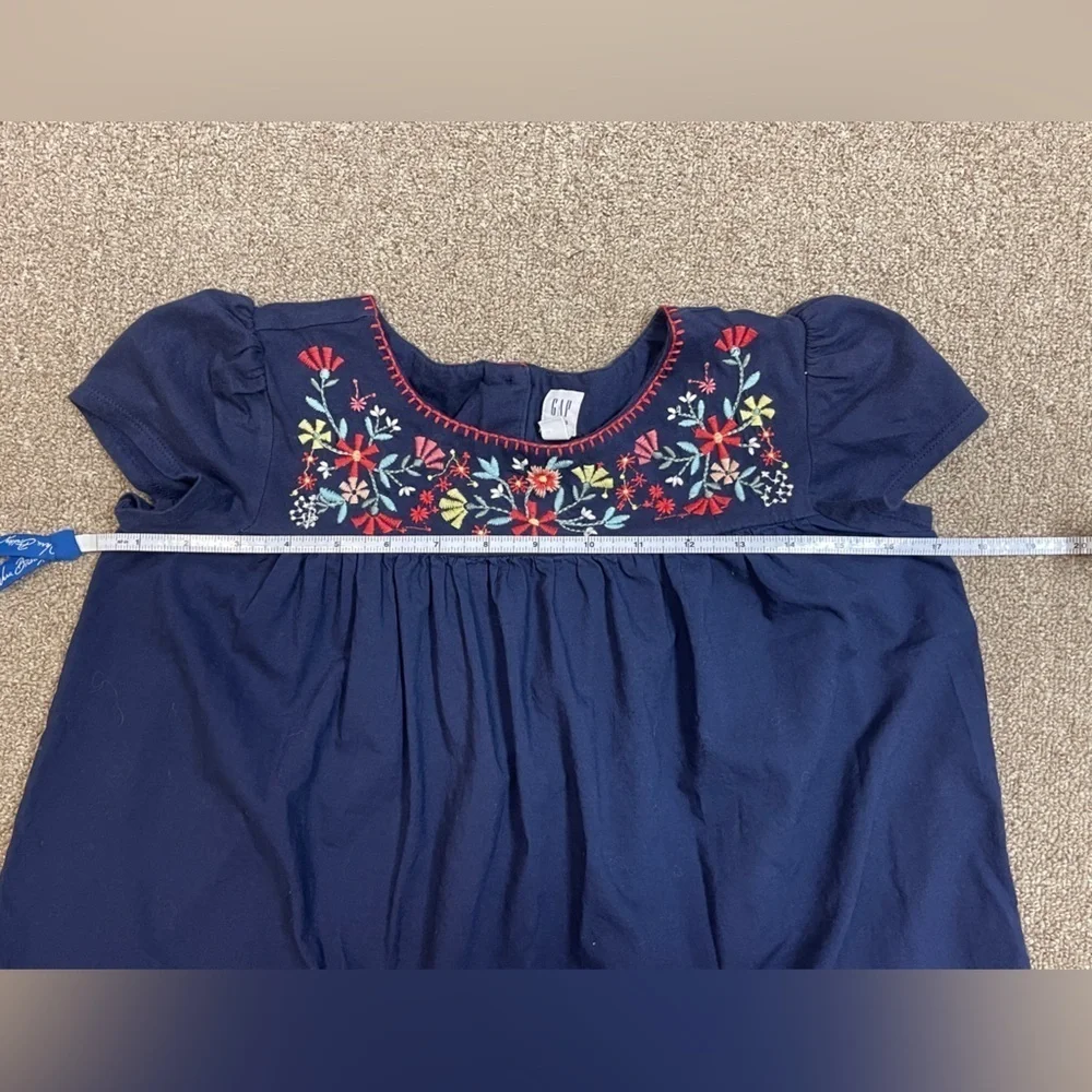 Gap Kids: Girls Floral Embroidered Navy Babydoll Blouse, Size XXL